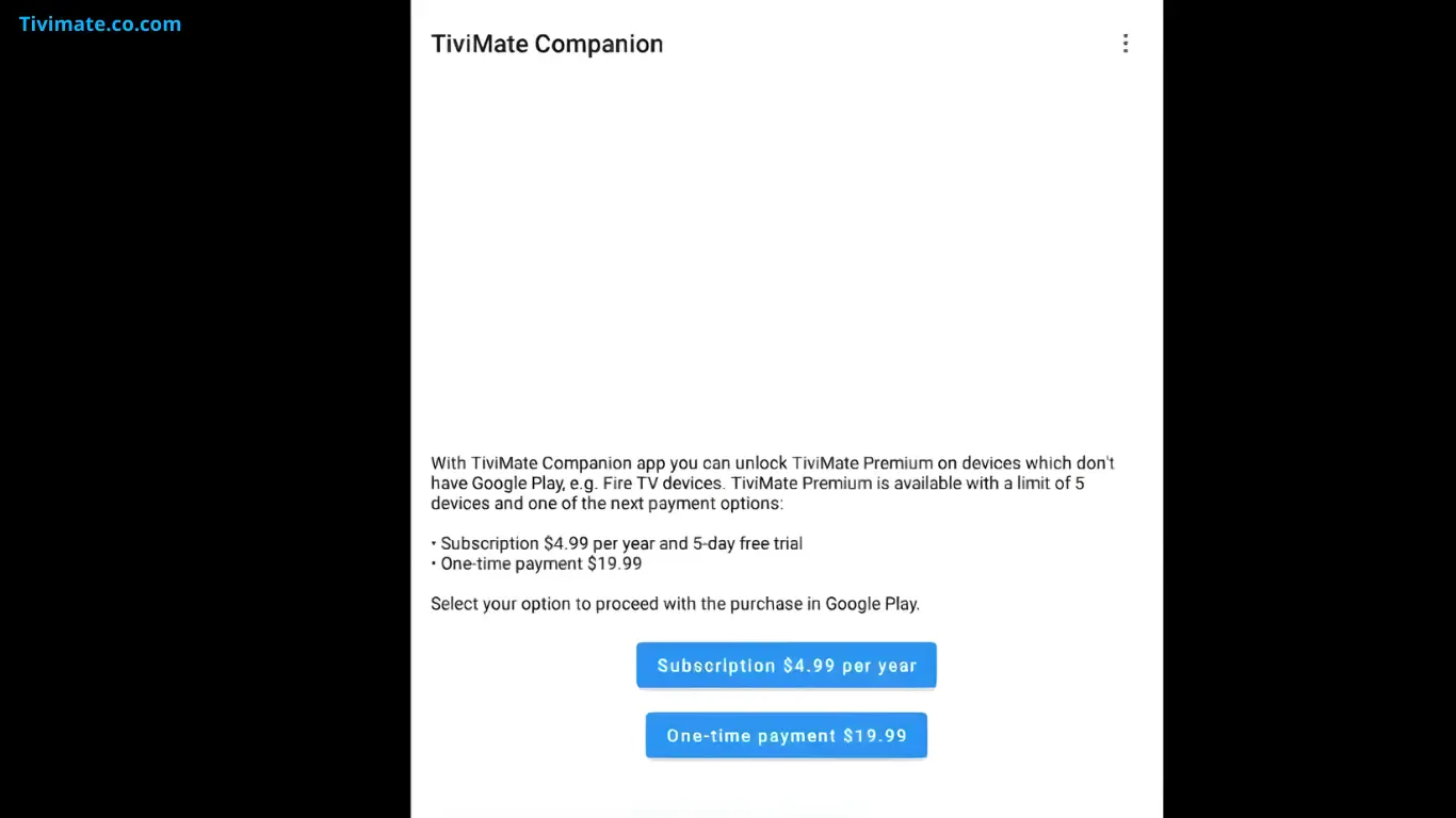 Choose TiviMate Companion Plan